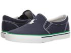Polo Ralph Lauren Kids Morees (big Kid) (navy Canvas/paper White Pony Player) Boy's Shoes