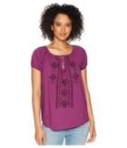 Chaps Embroidered Cotton Top (tuscan Grape) Women's Blouse