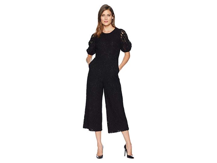 Donna Morgan Cropped Lace Jumpsuit (black) Women's Jumpsuit & Rompers One Piece