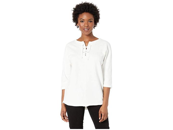 Jag Jeans Petite Petite Debbie Lace-up Sweatshirt (swan) Women's Sweatshirt