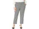 Lauren Ralph Lauren Plus Size Glen Plaid Cotton-blend Pants (black/cream) Women's Casual Pants