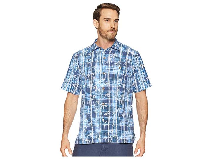 Tommy Bahama Bianco Bamboo Camp Shirt (ocean Deep) Men's Clothing