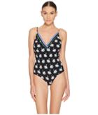 Stella Mccartney Iconic Prints One-piece (black & White Swan Print) Women's Swimsuits One Piece