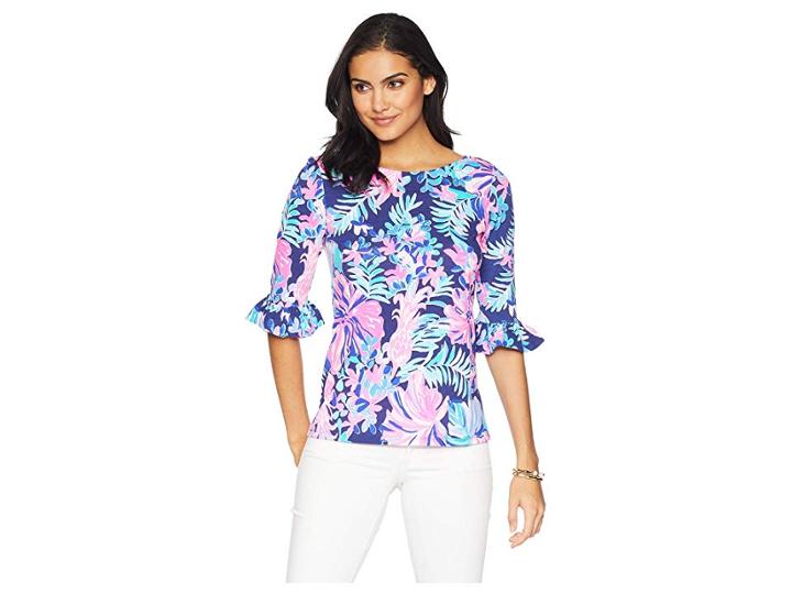 Lilly Pulitzer Waverly Ruffle Top (multi Garden Get Away) Women's Clothing