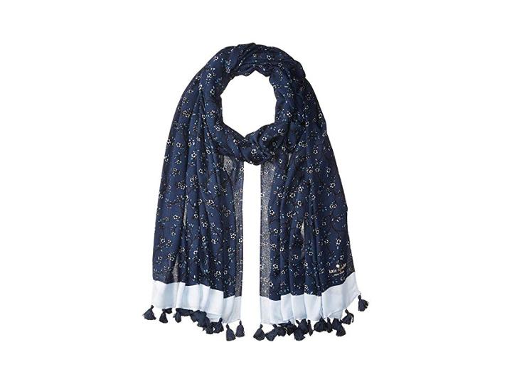 Kate Spade New York Wild Roses Oblong (adriatic Blue) Scarves