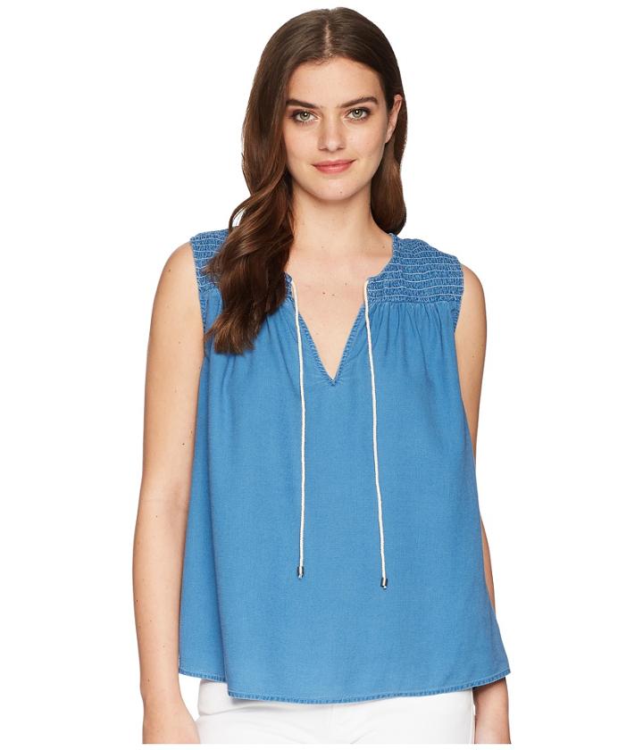 Splendid Smocked Tank Top (light Wash) Women's Sleeveless