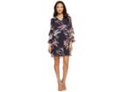 Vince Camuto Chiffon Float With Tiered Sleeves (navy Multi) Women's Dress