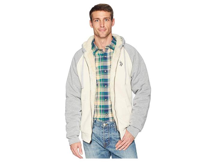 U.s. Polo Assn. Color Block Raglan Hoodie (oatmeal) Men's Sweatshirt