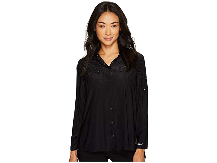 Jamie Sadock Sunsense(r) Long Sleeve Over Shirt (jet) Women's Clothing