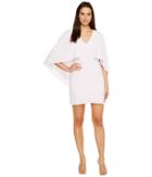 Halston Heritage Flowy Cape Sleeve V-neck Crepe Dress (hushed Violet) Women's Dress