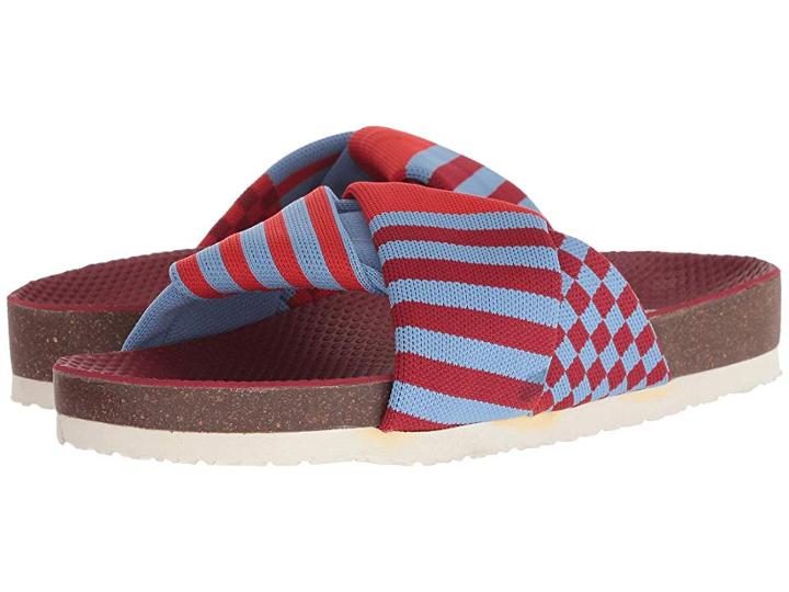 Tory Sport Tech Knit Slide (red Velvet/multicolor) Women's Slide Shoes