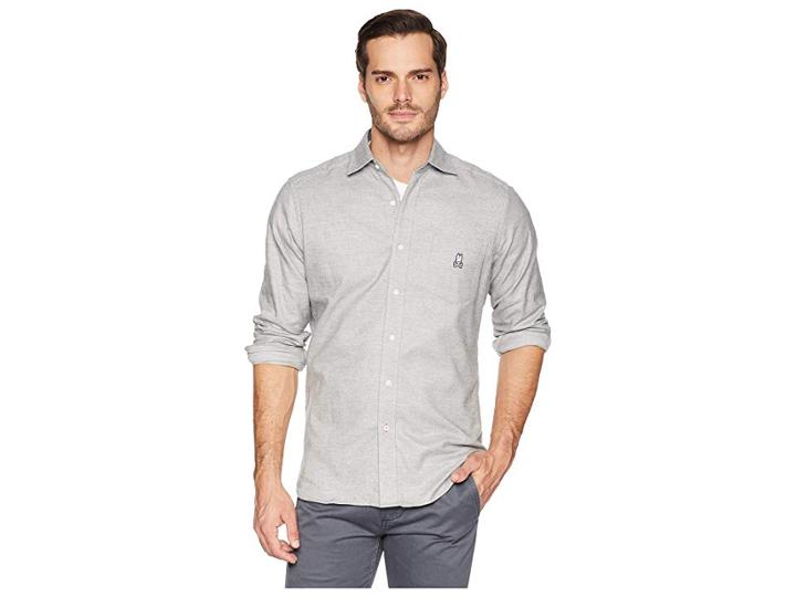 Psycho Bunny Long Sleeve Flannel Shirt (heather Grey) Men's Clothing
