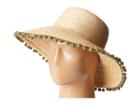 Hat Attack Pom Pom Fringe Lampshade Sun Hat (natural/olive Poms) Caps