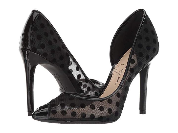 Jessica Simpson Piercey (black Polka Dot Flocked Mesh) Women's Shoes
