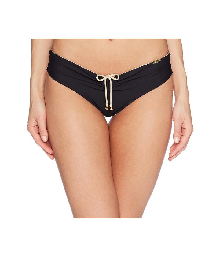 Luli Fama Buena Vista Reversible Drawstring Ruched Brazilian (black) Women's Swimwear