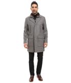 Cole Haan Pressed Melton Wool Topper With Faux Fur Collar (light Grey) Men's Coat