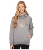 Nike Sportswear Rally Metallic Funnel-neck Pullover Hoodie (carbon Heather/cool Grey) Women's Sweatshirt