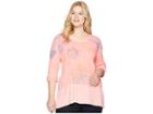 Extra Fresh By Fresh Produce Plus Size Summer Floral Windfall Top (bright Coral) Women's Clothing