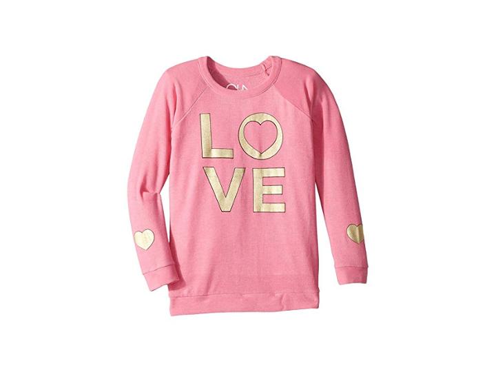 Chaser Kids Extra Soft Golden Love Print Pullover Sweater (little Kids/big Kids) (princess Pink) Girl's Sweater