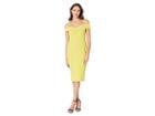 Eci Off The Shoulder Sweetheart Neck Scuba Crepe Sheath (yellow) Women's Dress