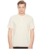Billy Reid Short Sleeve Striped Henley (oatmeal) Men's Clothing