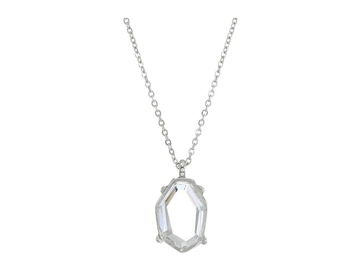 French Connection Irregular Stone Pendant Necklace 18 (crystal/rhodium) Necklace