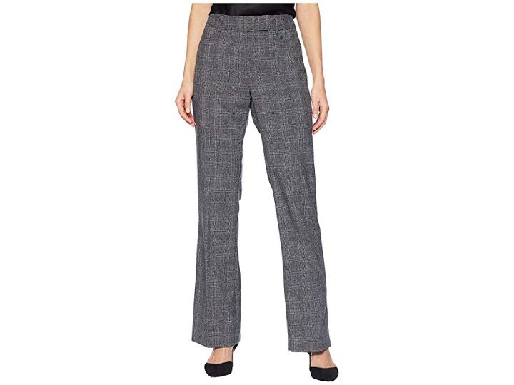 Tahari By Asl Plaid Trouser Pants (grey/black/plum) Women's Casual Pants
