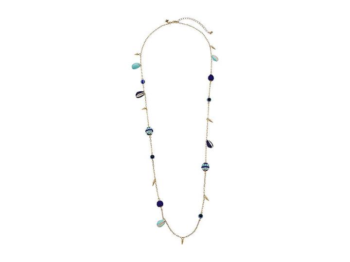 Rebecca Minkoff Blair Beaded Ball Stations Necklace (blue Multi/gold) Necklace