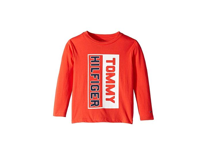 Tommy Hilfiger Kids Matt Long Sleeve Crew Neck Shirt (toddler/little Kids) (poppy Red) Boy's Clothing