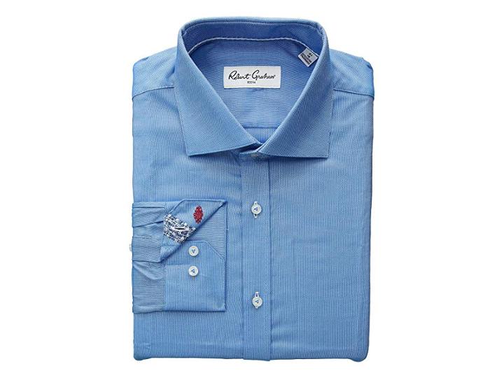 Robert Graham Ron Solid Long Sleeve Dress Shirt (blue) Men's Long Sleeve Button Up