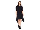 Vince Camuto Elbow Sleeve Ribbed Knit With Asymmetrical Hem (black) Women's Dress