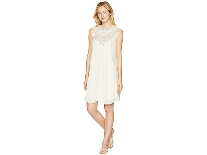 Wrangler Sleeveless Swing Dress With Lace Center (vanilla) Women's Dress