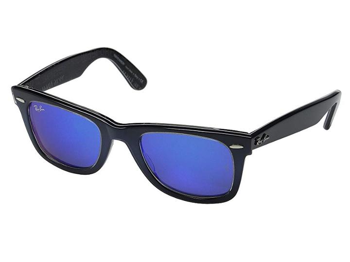 Ray-ban Rb2140 Original Wayfarer 50mm (blue Frame/blue Mirror Lens) Plastic Frame Fashion Sunglasses