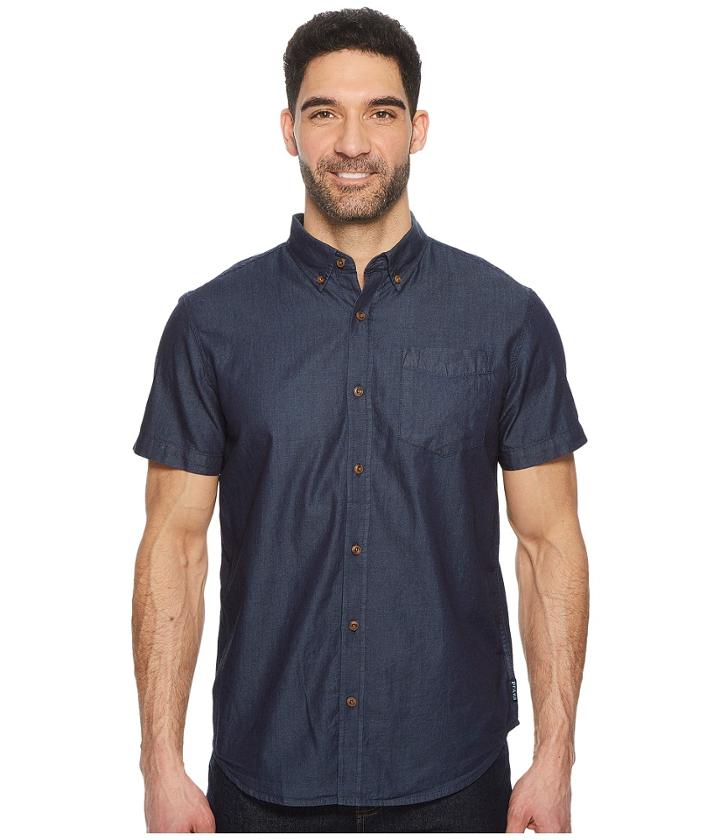 Prana Broderick Standard (indigo) Men's Short Sleeve Button Up