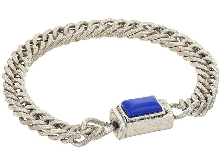 Steve Madden 8 Squared Lapis Franco Chain Magnetic Bracelet (silver/blue) Bracelet