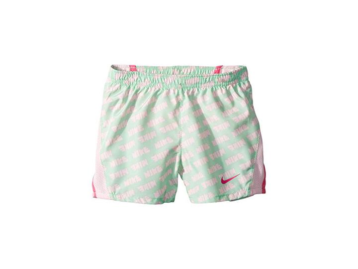 Nike Kids Dry Shorts 10k2 Run All Over Print (little Kids) (aphid Green) Girl's Shorts