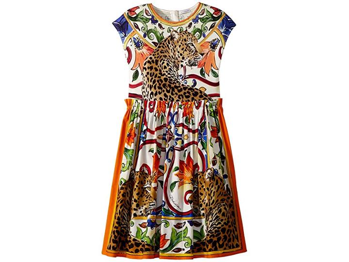 Dolce & Gabbana Kids Short Sleeve Dress (big Kids) (natural Print) Girl's Dress