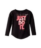 Nike Kids Hard Stop Just Do It Modern Long Sleeve Tee (little Kids) (black) Girl's T Shirt