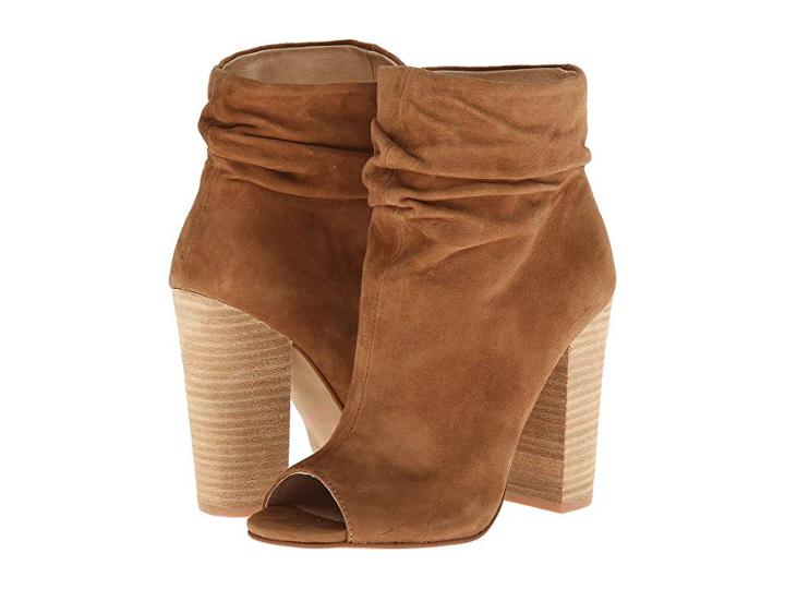 Kristin Cavallari Laurel Peep Toe Bootie (dark Camel Kid Suede) Women's Dress Pull-on Boots