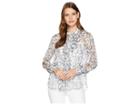 Vince Camuto Long Sleeve Ruffle Front Boutique Floral Blouse (antique White) Women's Blouse