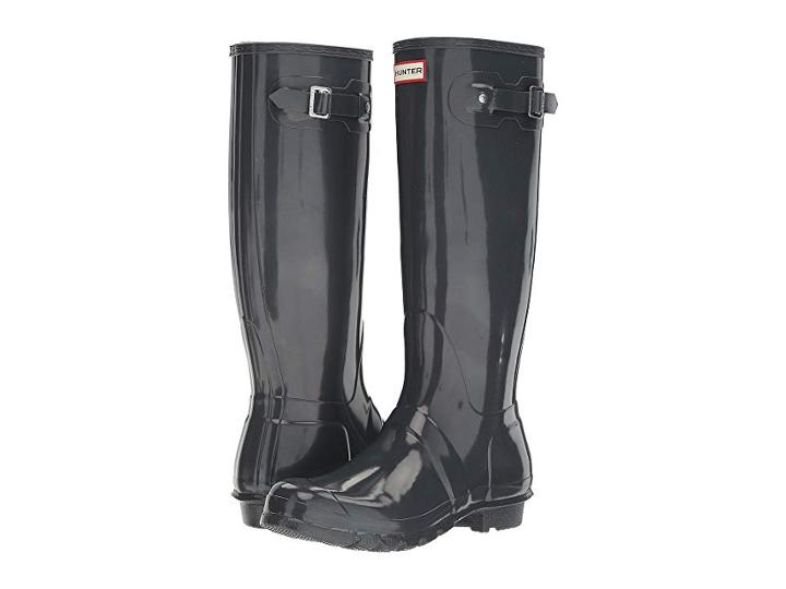 Hunter Original Tall Gloss Rain Boots (dark Slate) Women's Shoes