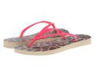Havaianas Slim Animals Fluo Flip Flops (sand Grey/pink) Women's Sandals