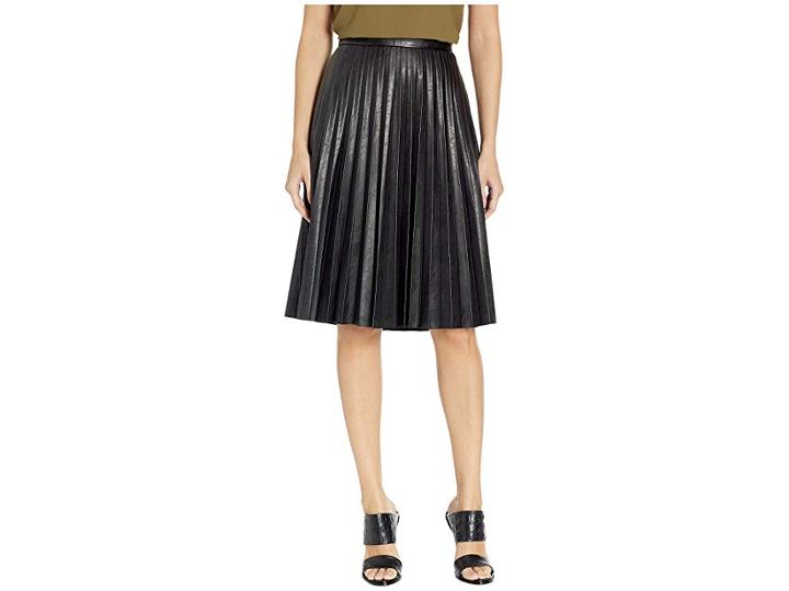 J.crew Faux-leather Pleated Midi Skirt (black) Women's Skirt