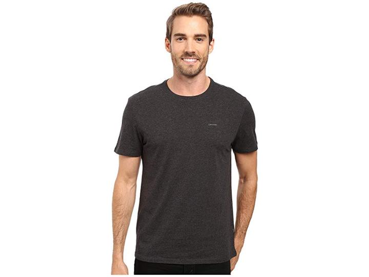 Calvin Klein Short Sleeve Pima Cotton Crew T-shirt (gunmetal Heather) Men's T Shirt