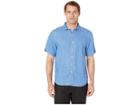 Tommy Bahama Sea Glass Breezer S/s Camp Shirt (light Royal Sea) Men's Clothing