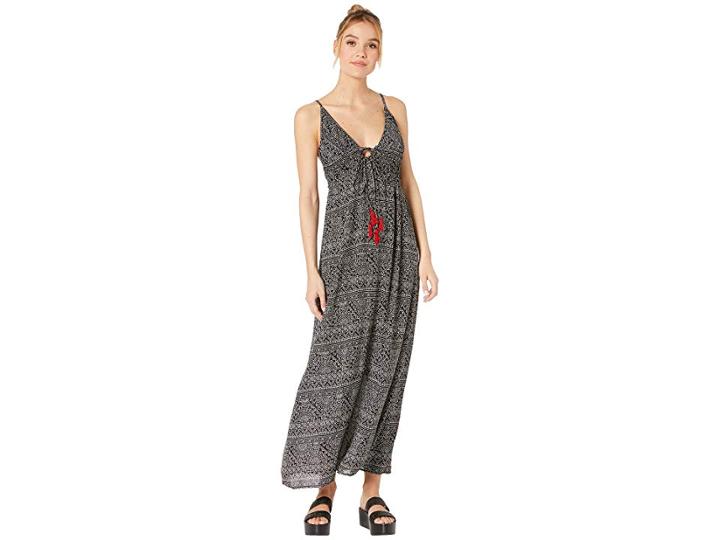 Angie Spaghetti Strap Maxi W/ Tassels (black) Women's Dress