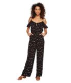 Bb Dakota Arleen Printed Off The Shoulder Jumpsuit (black) Women's Jumpsuit & Rompers One Piece