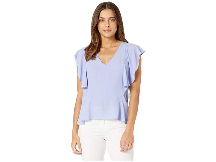 Bcbgmaxazria V-neck Sleeveless Woven Top (light Wisteria) Women's Blouse