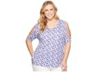 Michael Michael Kors Plus Size Carnation Cold Shoulder Raglan Top (amethyst/light Quartz Multi) Women's Clothing