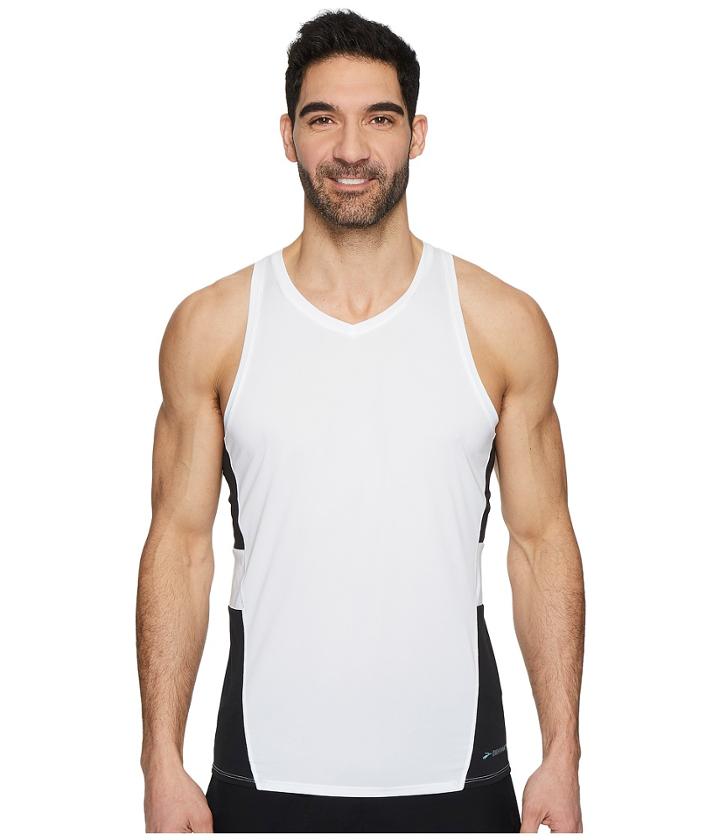 Brooks Stealth Singlet (white/black) Men's Workout